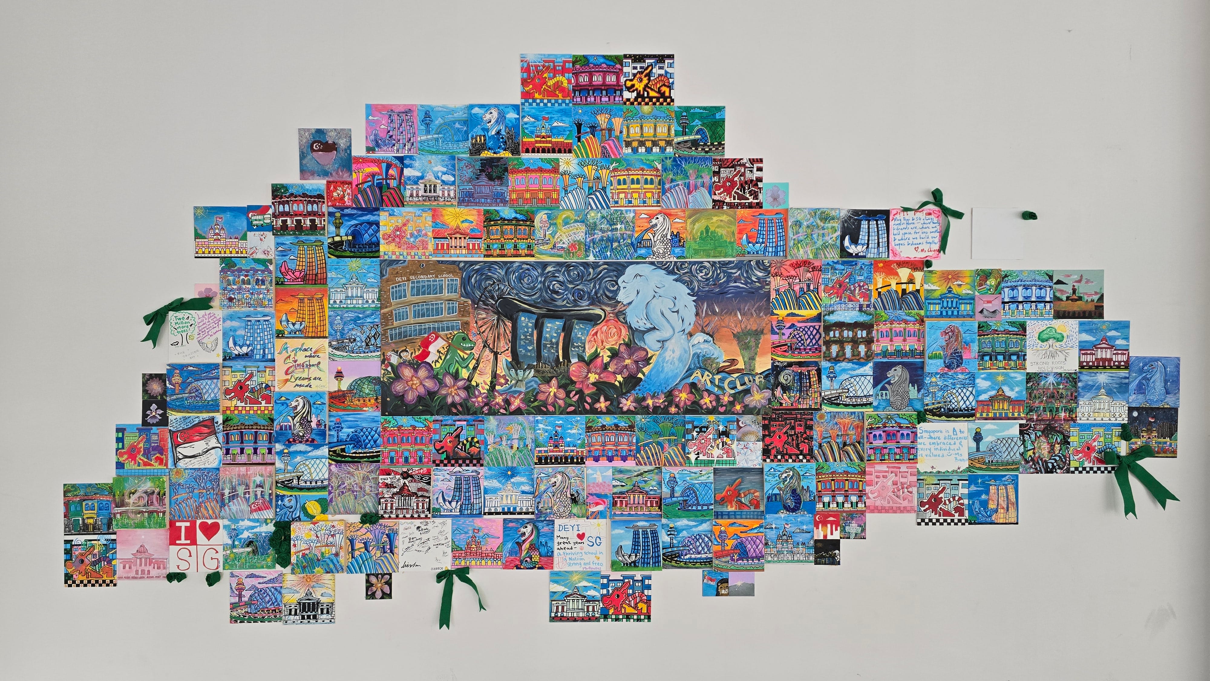 SG60 Art canvas mural installation in school